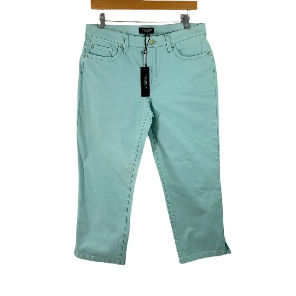 Talbots Pants Women's Sz 6 Flawless Slim Ankle Classic Denim Aqua Blue NWT - Picture 1 of 8